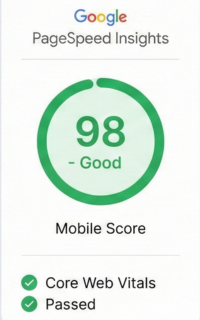 Google PageSpeed Insights score of 98